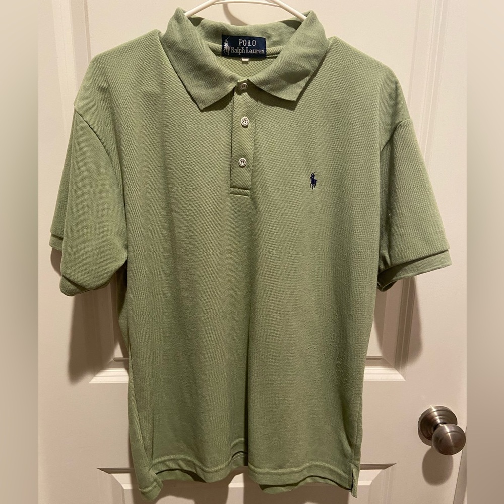 POLO RALPH LAUREN CLASSIC SHIRT SHORT SLEEVE LIGHT GREEN MEN SIZE MEDIUM